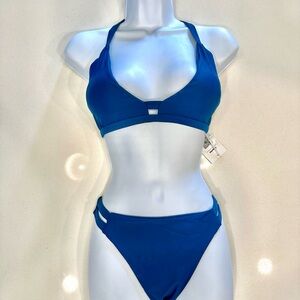 Blue Halter Bikini Set